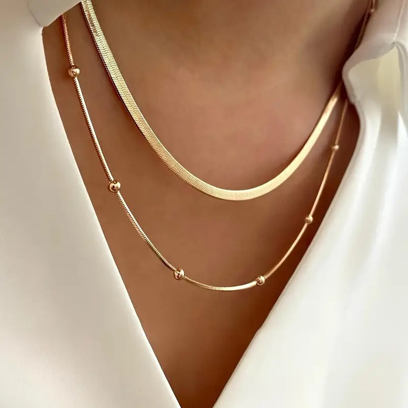 Luxury Classic Lightweight Elegant Double Layer Stainless Steel Necklace