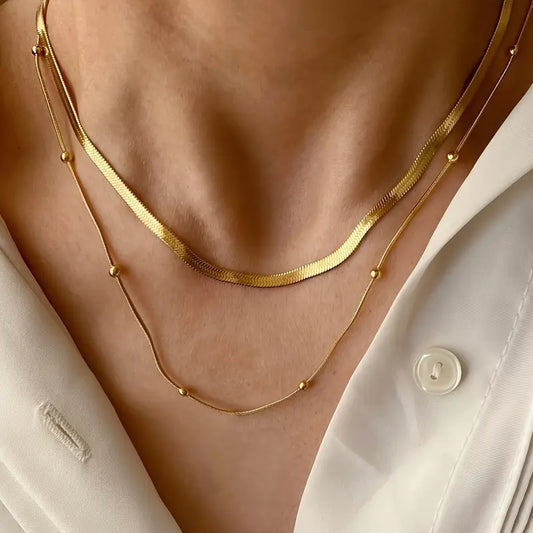 Luxury Classic Lightweight Elegant Double Layer Stainless Steel Necklace